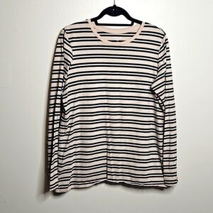 Lands' End Striped Long Sleeve Top Black Medium